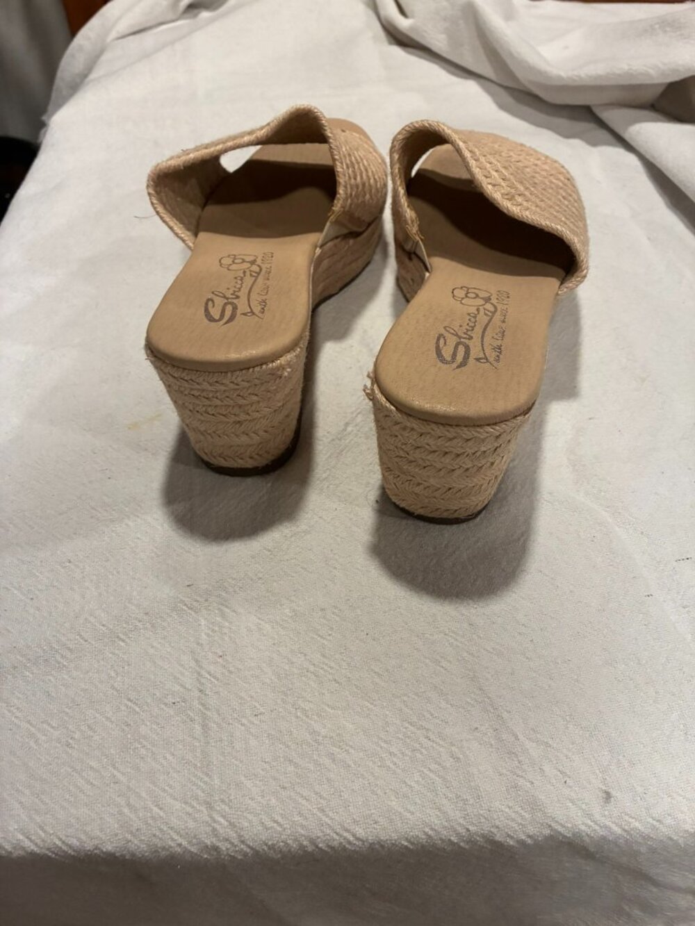 Sbicca Platform Espadrille Wedge Slide Sandals Natural Tan Braided Strap Summer - Picture 3 of 6